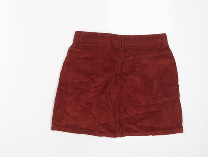 Topshop Womens Red Cotton A-Line Skirt Size 8 Zip