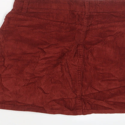 Topshop Womens Red Cotton A-Line Skirt Size 8 Zip