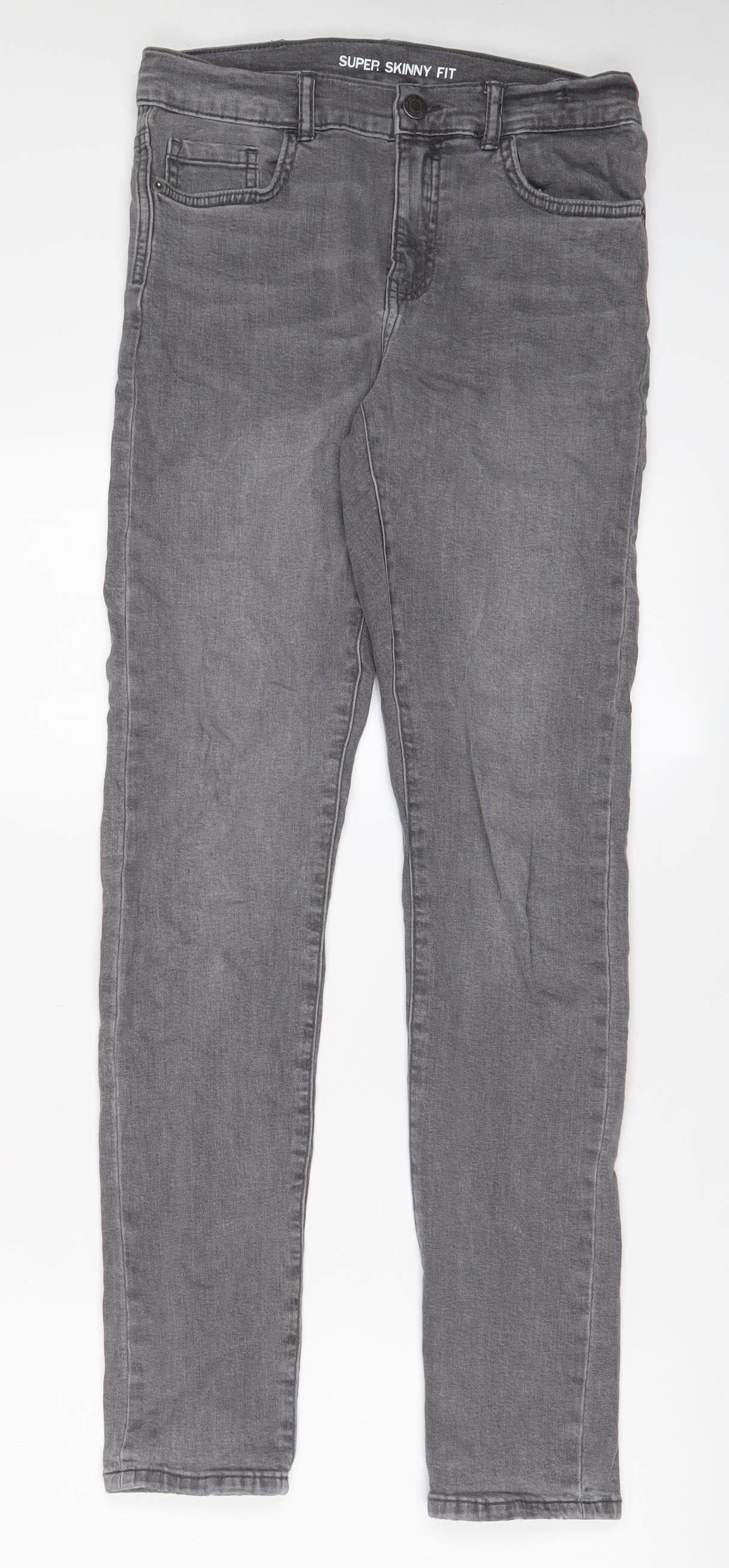 Zara Girls Grey Cotton Skinny Jeans Size 13-14 Years L30 in Regular Zip