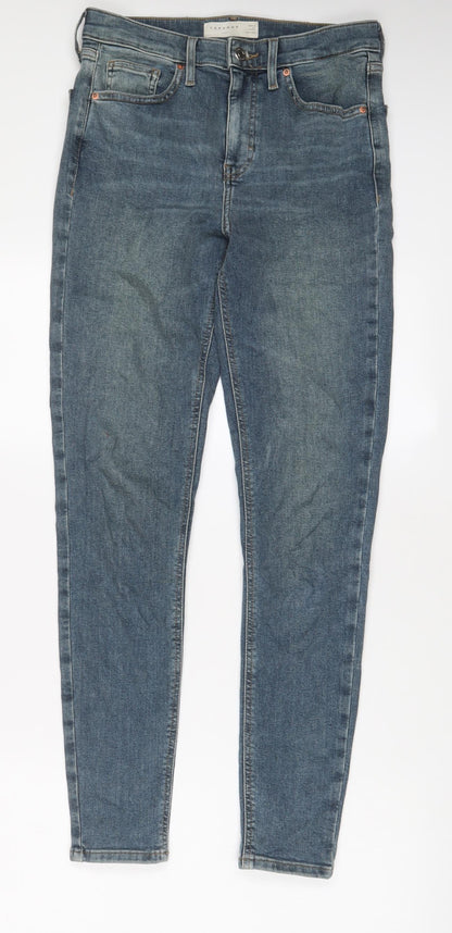 Topshop Womens Blue Cotton Skinny Jeans Size 28 in L34 in Regular Zip