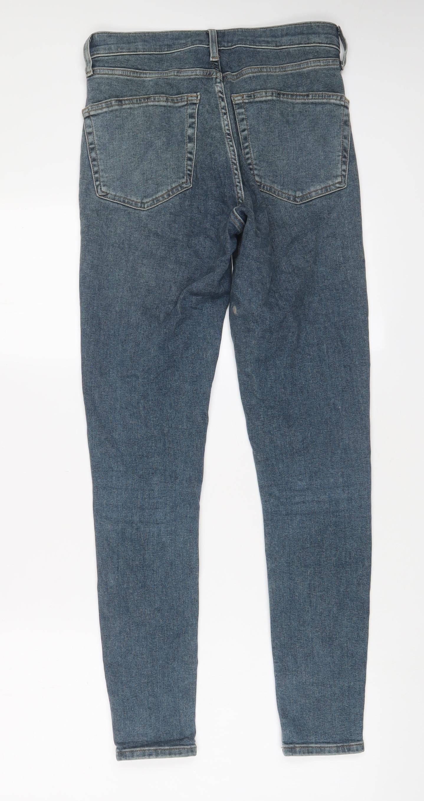 Topshop Womens Blue Cotton Skinny Jeans Size 28 in L34 in Regular Zip