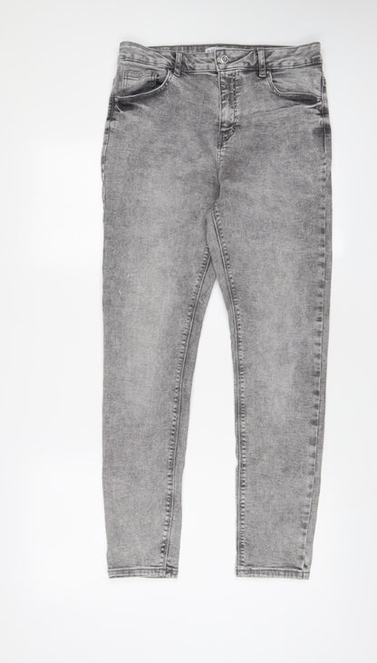 Denim & Co. Womens Grey Cotton Skinny Jeans Size 14 L28 in Regular Zip