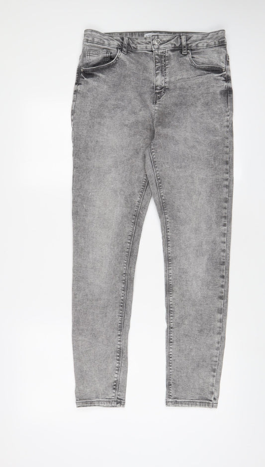 Denim & Co. Womens Grey Cotton Skinny Jeans Size 14 L28 in Regular Zip