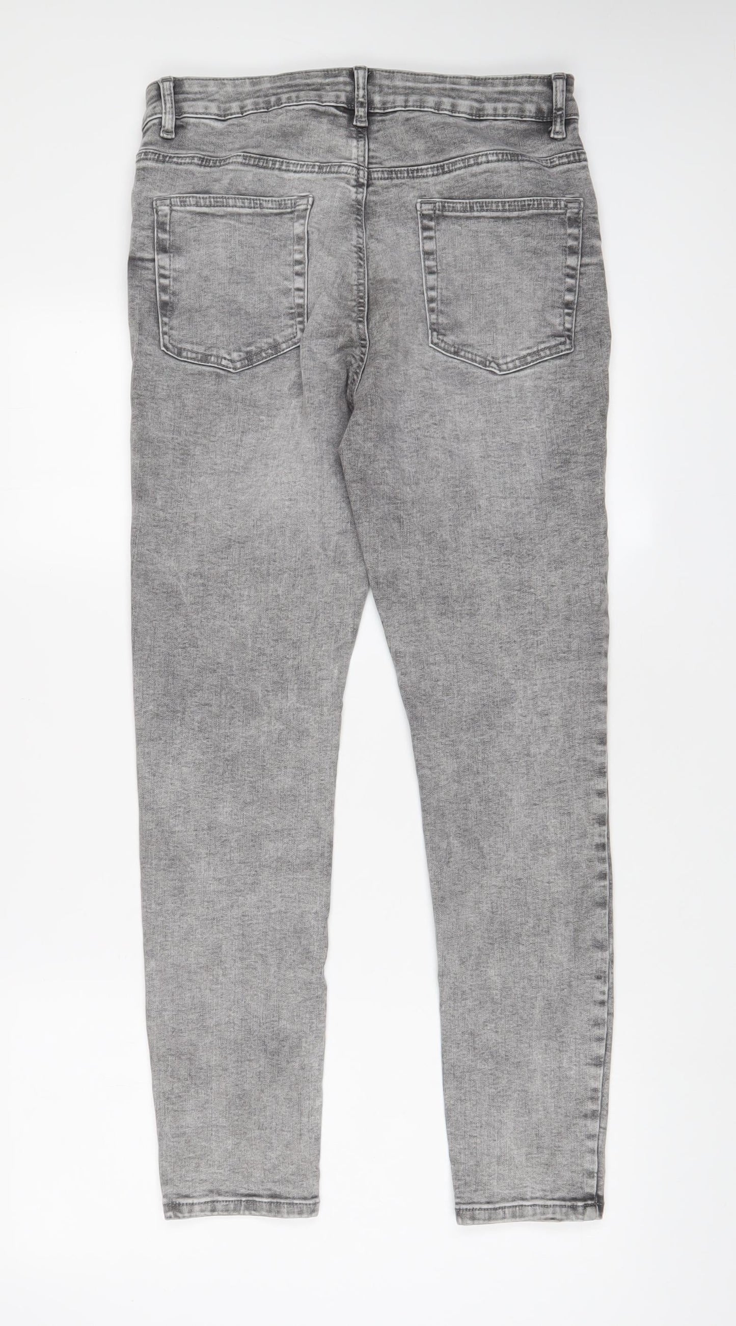 Denim & Co. Womens Grey Cotton Skinny Jeans Size 14 L28 in Regular Zip