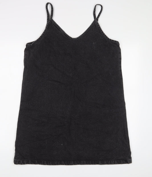 Noisy may Womens Black Cotton A-Line Size L Scoop Neck Pullover