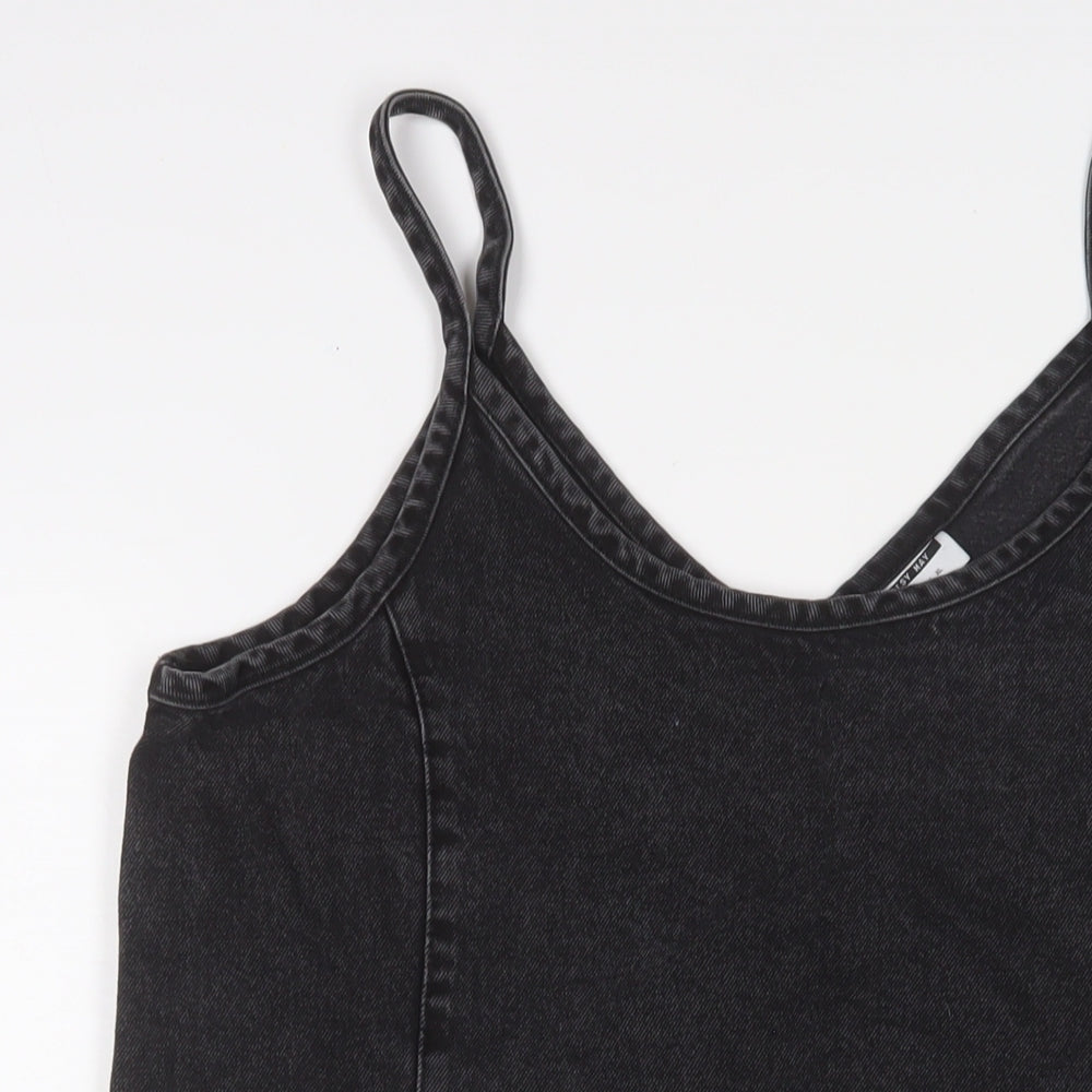 Noisy may Womens Black Cotton A-Line Size L Scoop Neck Pullover