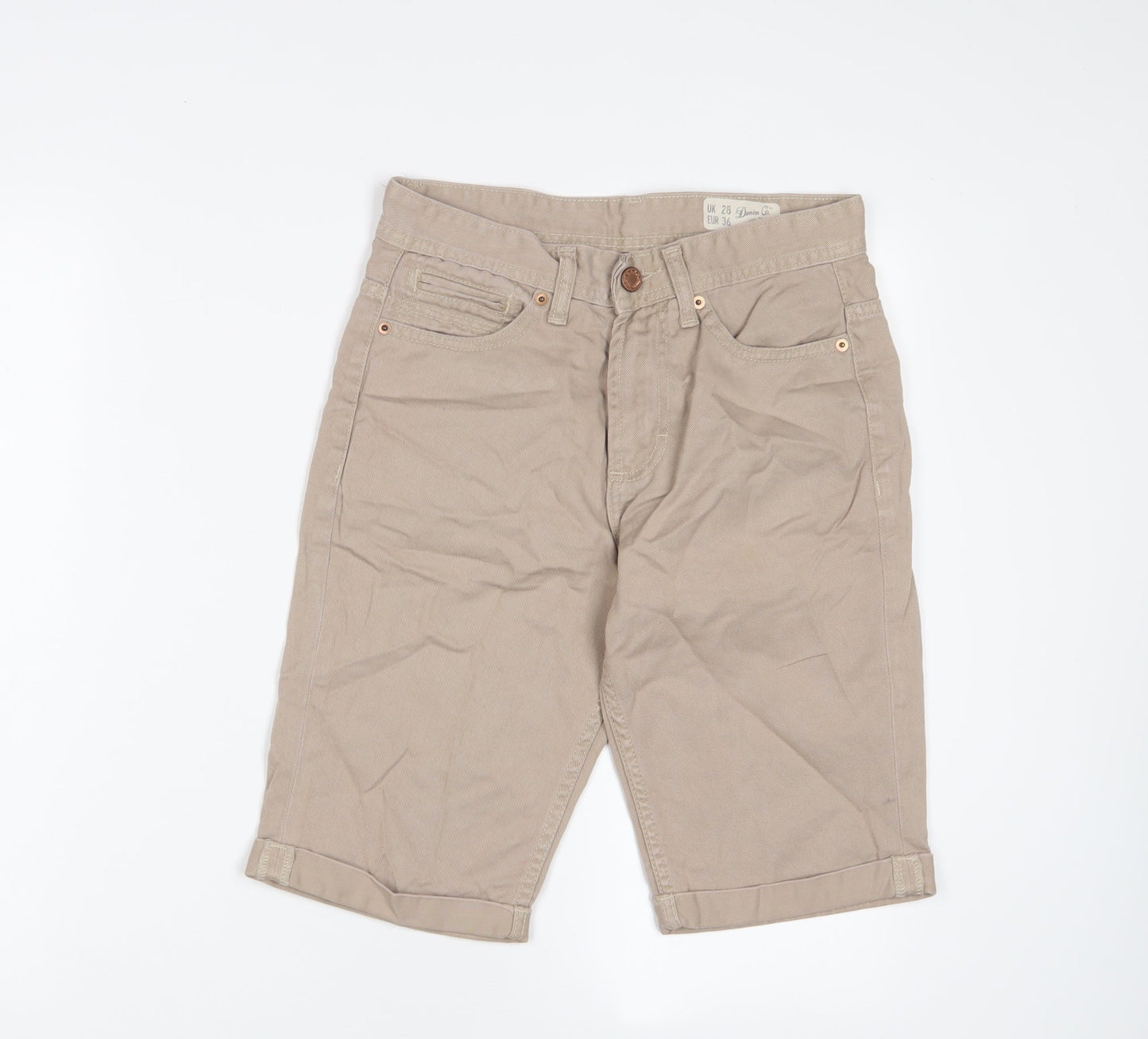 Denim & Co. Mens Beige Cotton Bermuda Shorts Size 28 in L11 in Regular Zip