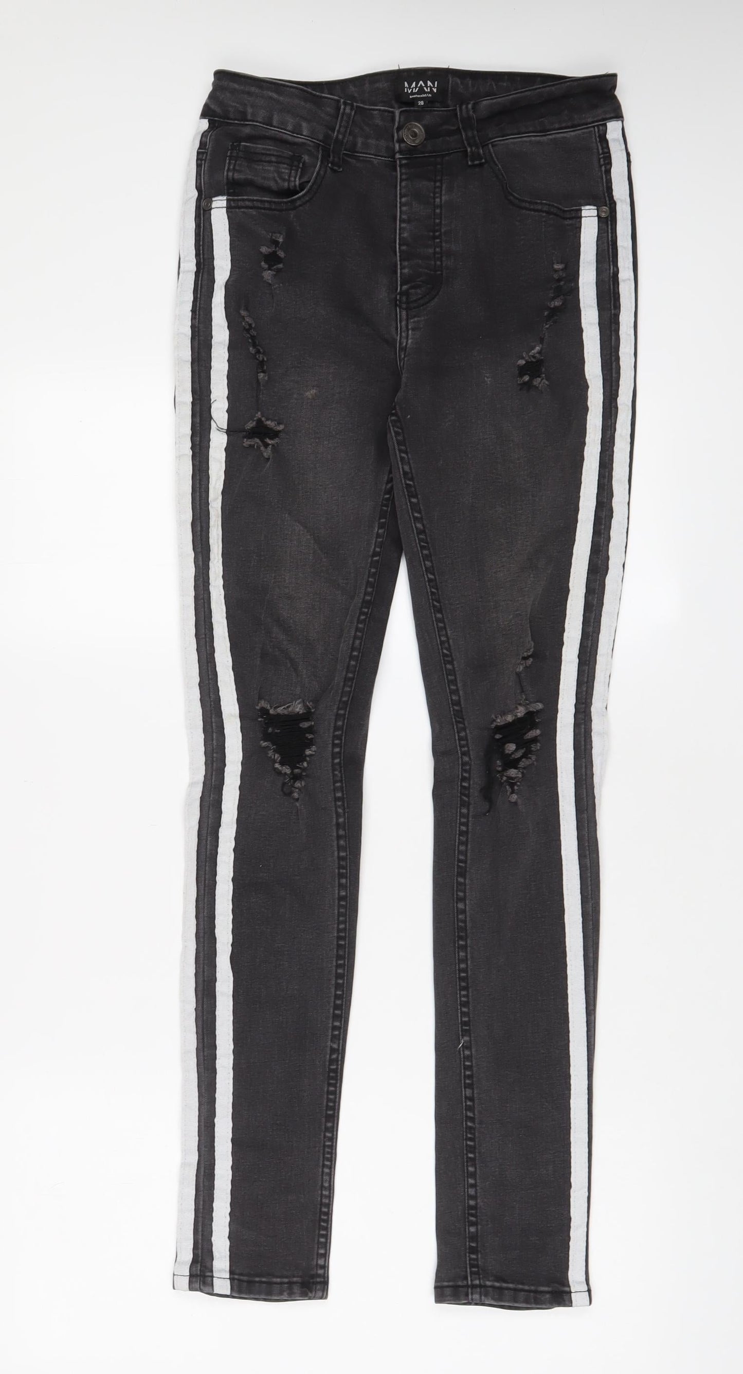 Mens UK Size 28 in Boohoo Regular Fit Skinny Grey Jeans