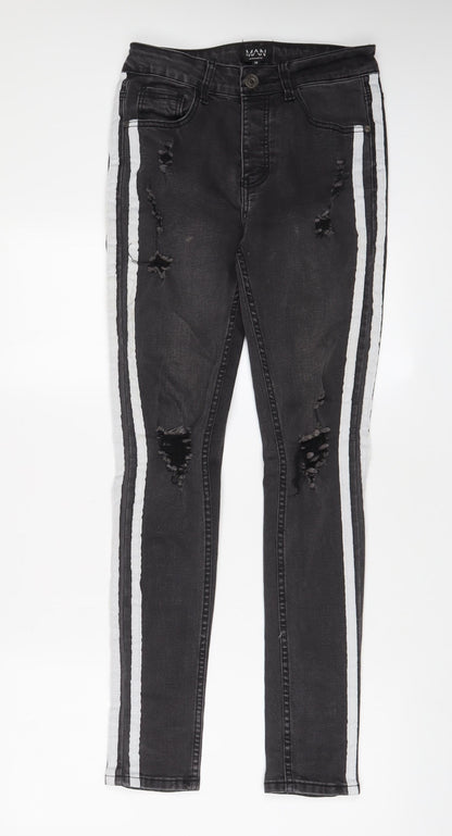 Mens UK Size 28 in Boohoo Regular Fit Skinny Grey Jeans