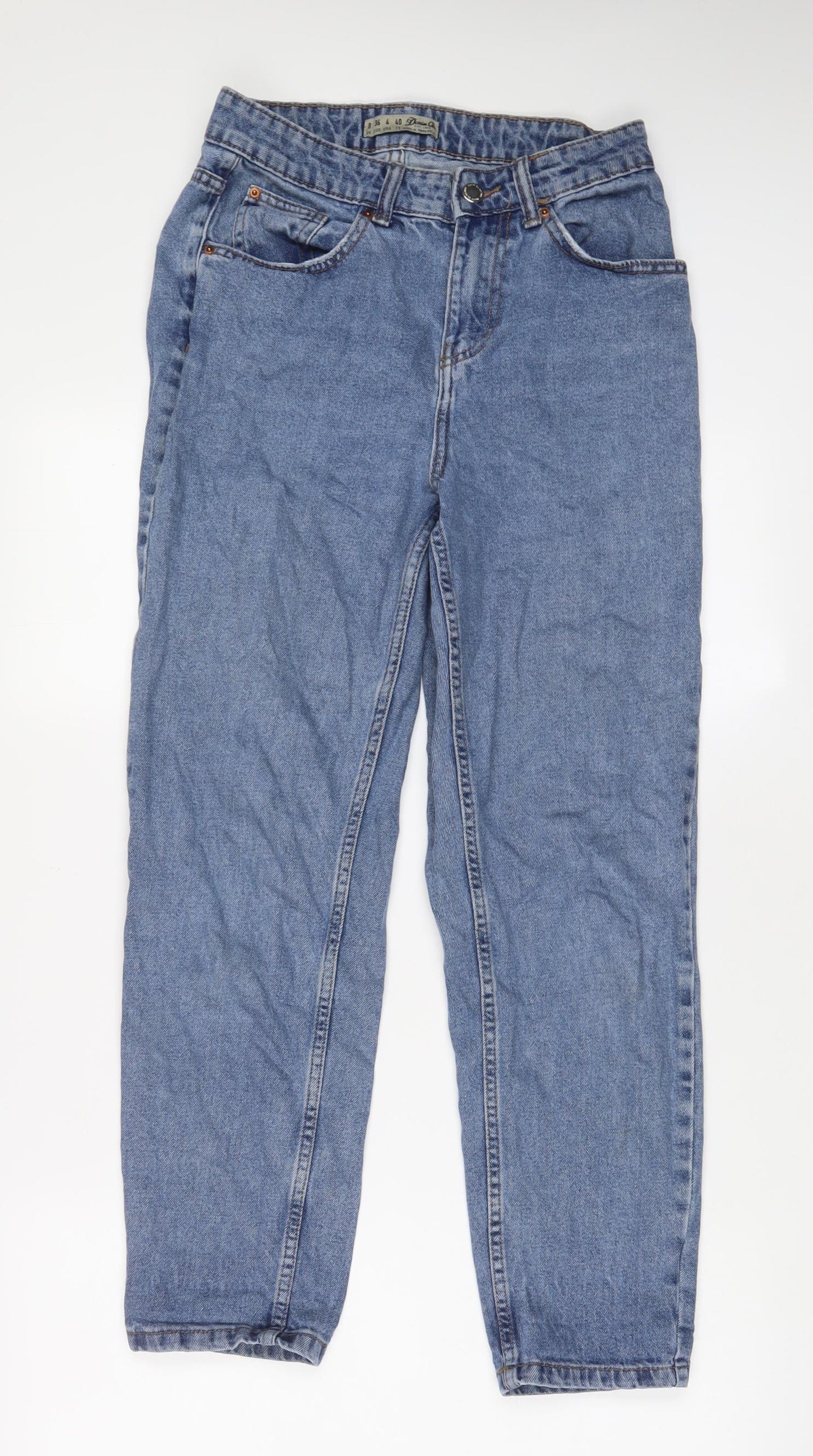 Denim & Co. Womens Blue Cotton Straight Jeans Size 8 L26 in Regular Zip