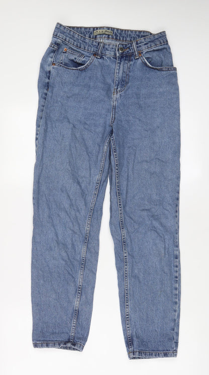 Denim & Co. Womens Blue Cotton Straight Jeans Size 8 L26 in Regular Zip