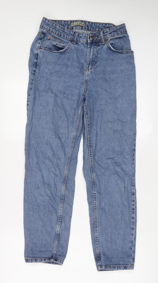 Denim & Co. Womens Blue Cotton Straight Jeans Size 8 L26 in Regular Zip