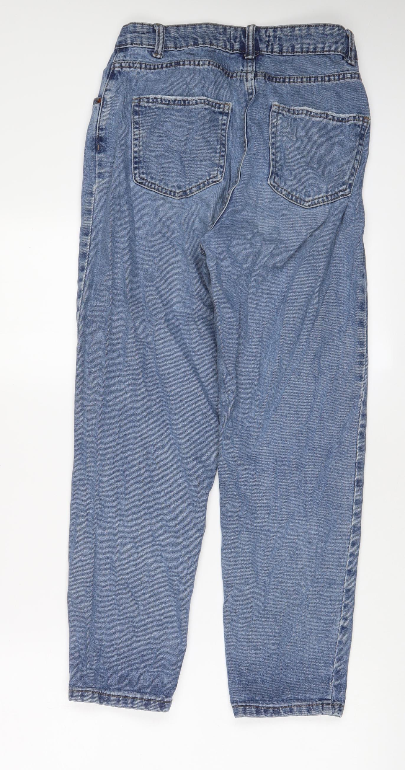 Denim & Co. Womens Blue Cotton Straight Jeans Size 8 L26 in Regular Zip