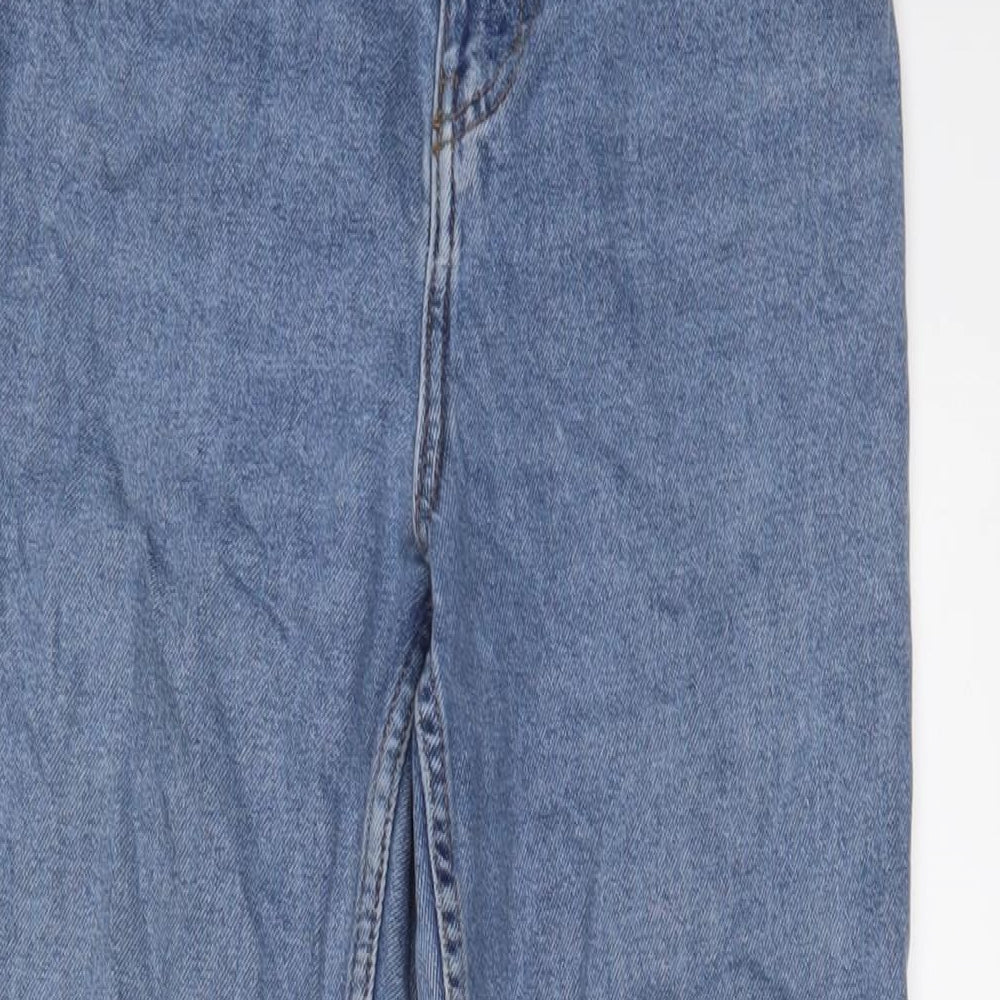 Denim & Co. Womens Blue Cotton Straight Jeans Size 8 L26 in Regular Zip