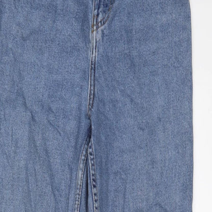 Denim & Co. Womens Blue Cotton Straight Jeans Size 8 L26 in Regular Zip