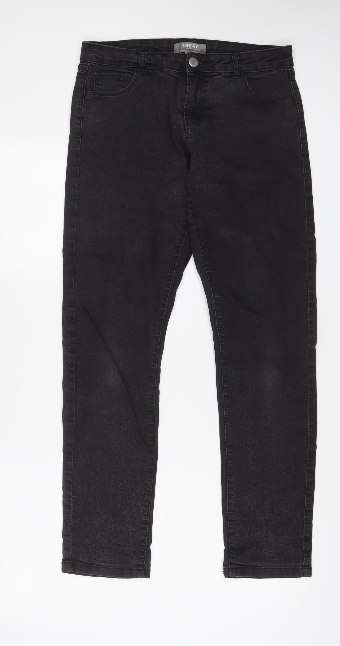 Dorothy Perkins Womens Grey Cotton Straight Jeans Size 10 L28 in Regular Zip