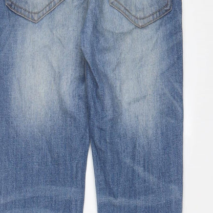 F&F Girls Blue Cotton Skinny Jeans Size 10-11 Years L25 in Regular Zip - Adjustable waist, Pockets