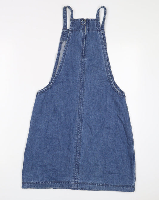 Matalan Womens Blue Cotton A-Line Size 10 Square Neck Zip