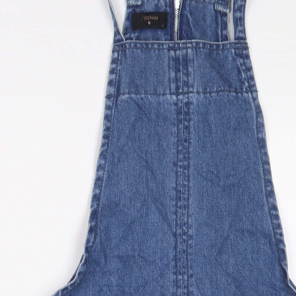 Matalan Womens Blue Cotton A-Line Size 10 Square Neck Zip