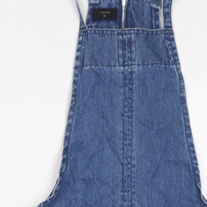 Matalan Womens Blue Cotton A-Line Size 10 Square Neck Zip