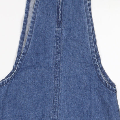 Matalan Womens Blue Cotton A-Line Size 10 Square Neck Zip