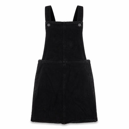 Monki Womens Black Cotton Pinafore/Dungaree Dress Size 10 Square Neck Zip