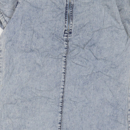 New Look Womens Blue Cotton A-Line Size 10 Crew Neck Zip