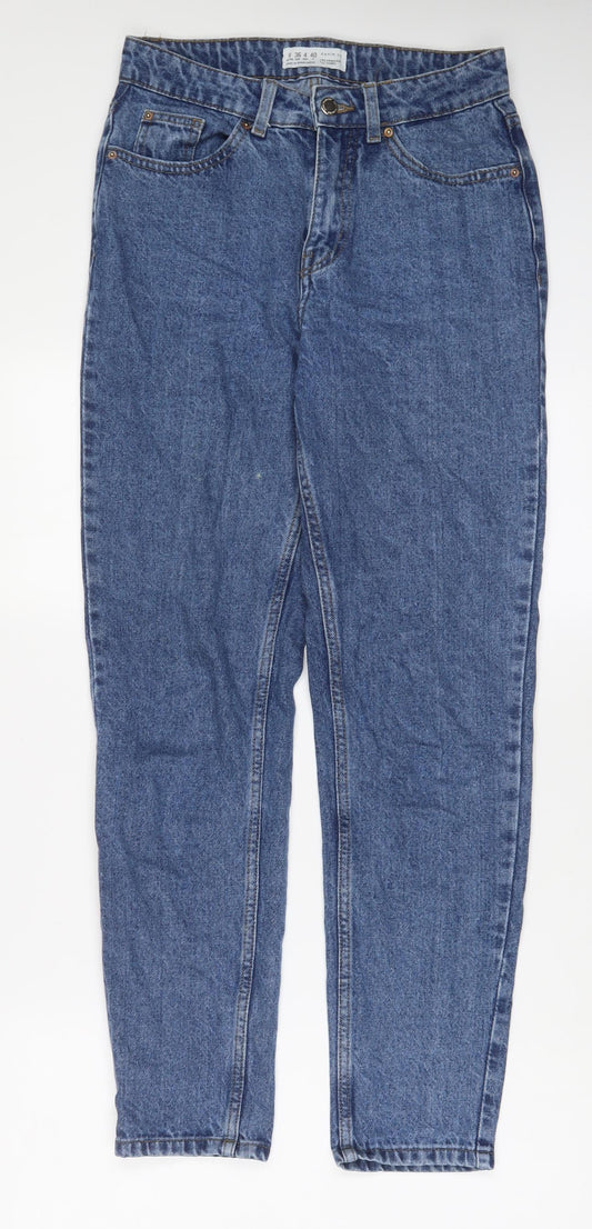 Denim & Co. Womens Blue Cotton Straight Jeans Size 8 L29 in Regular Zip