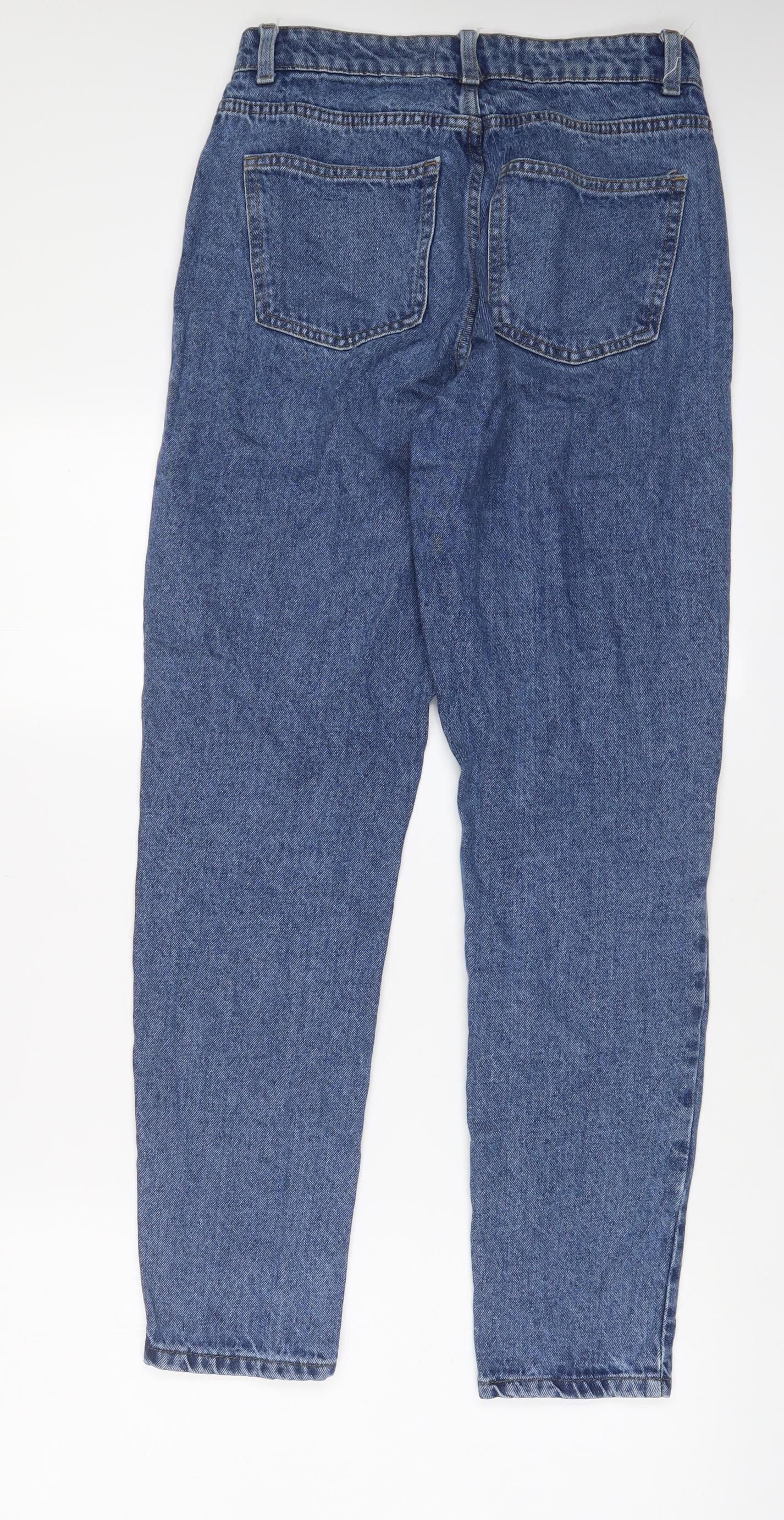 Denim & Co. Womens Blue Cotton Straight Jeans Size 8 L29 in Regular Zip