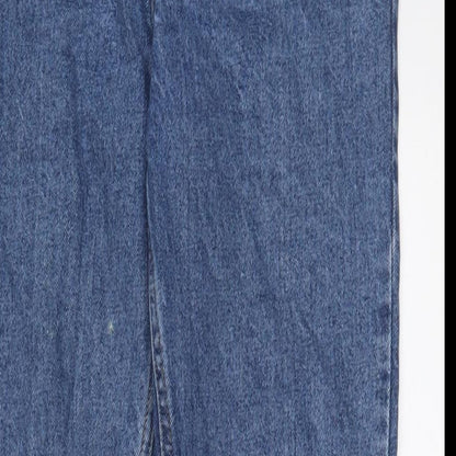 Denim & Co. Womens Blue Cotton Straight Jeans Size 8 L29 in Regular Zip