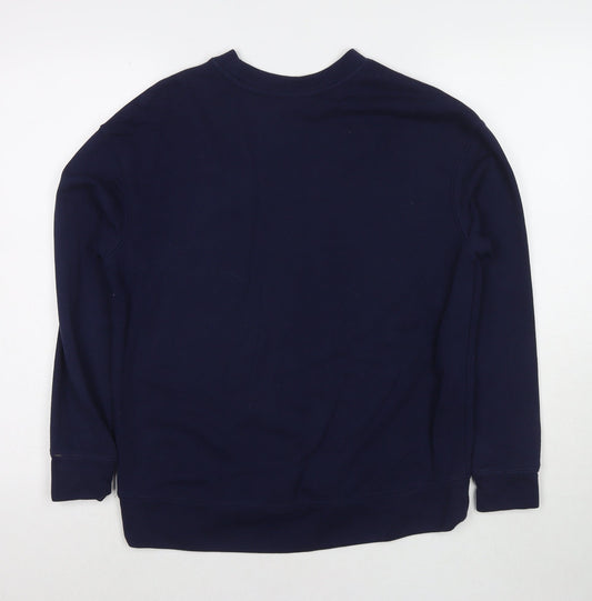 H&M Womens Blue Cotton Pullover Sweatshirt Size S Pullover - Flowers