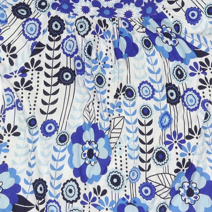 E-vie Womens Blue Floral Viscose Tunic T-Shirt Size 10 Round Neck - Size 10-12