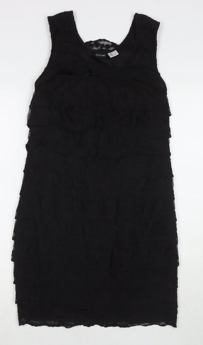 Body Flirt Womens Black Polyester Tank Dress Size 12 Scoop Neck Pullover