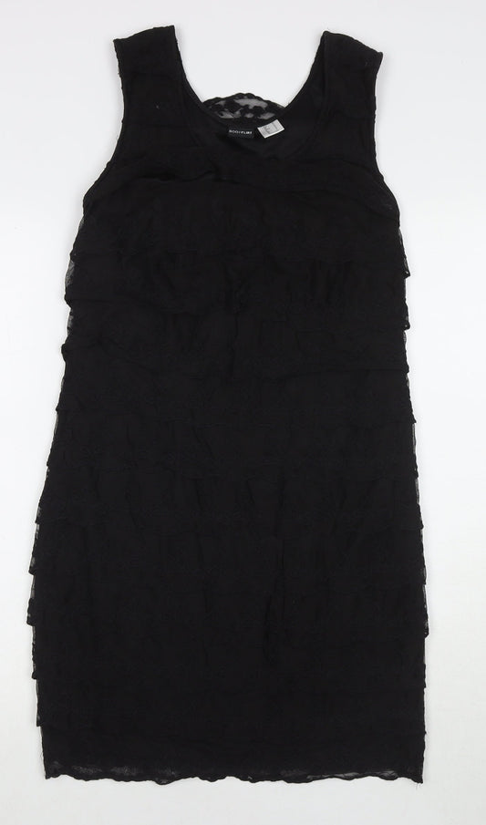 Body Flirt Womens Black Polyester Tank Dress Size 12 Scoop Neck Pullover