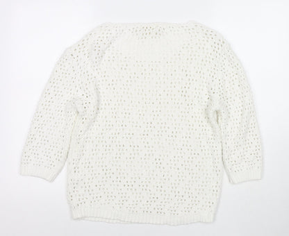 Womens UK Size 8 NEXT White Pullover Jumper