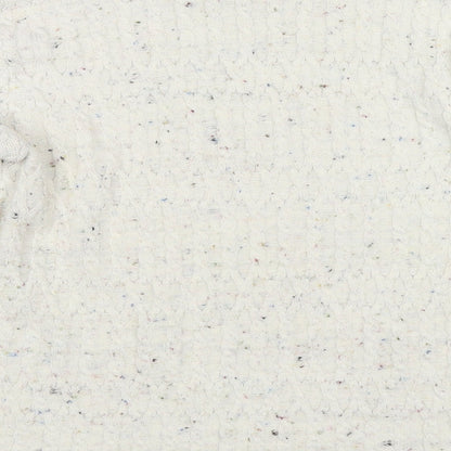 Classic Womens White Round Neck Acrylic Pullover Jumper Size L - Size L/XL