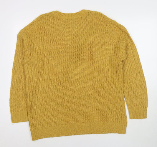 Womens UK Size M New Look Yellow Pullover Jumper