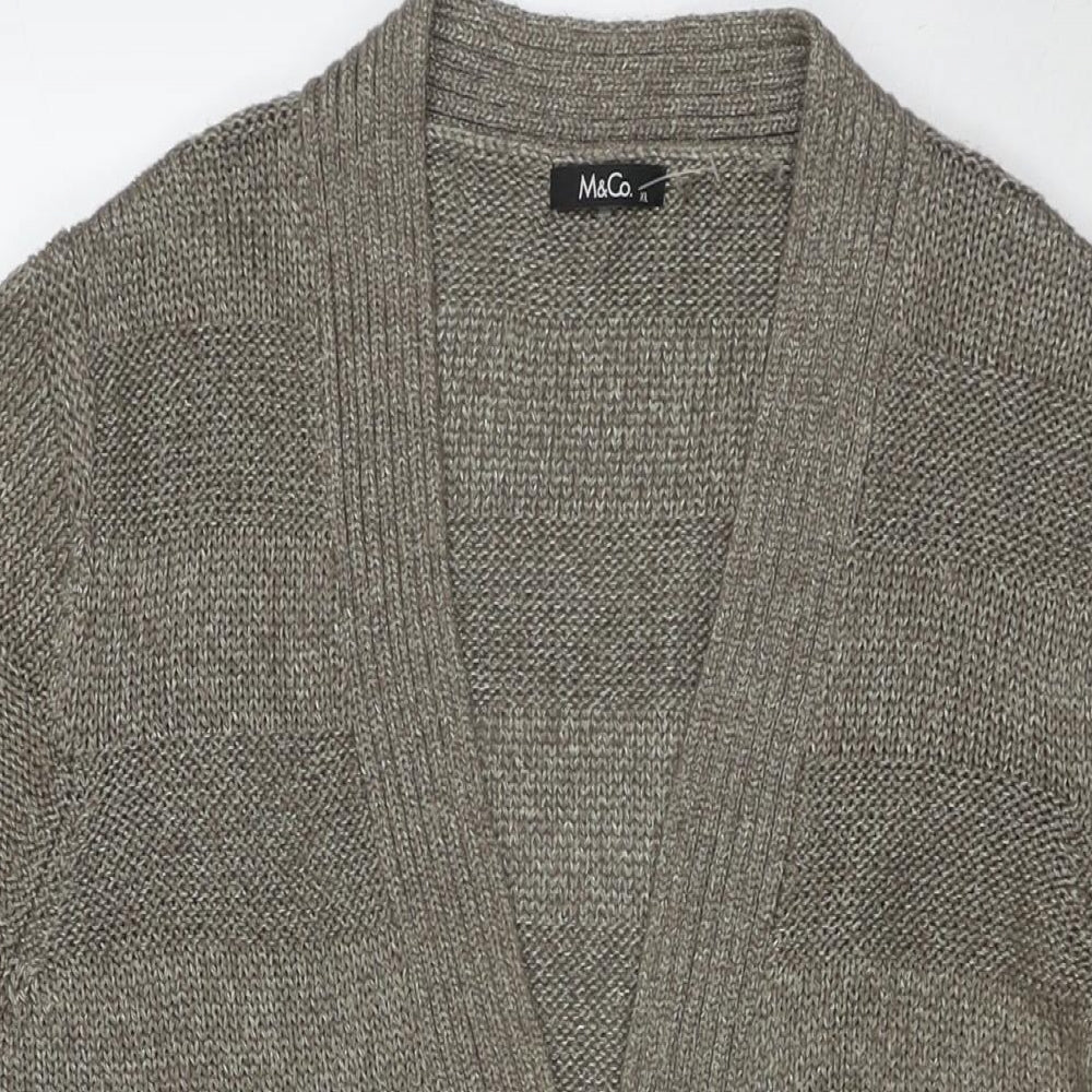 M&Co Womens Beige V-Neck Acrylic Cardigan Jumper Size XL