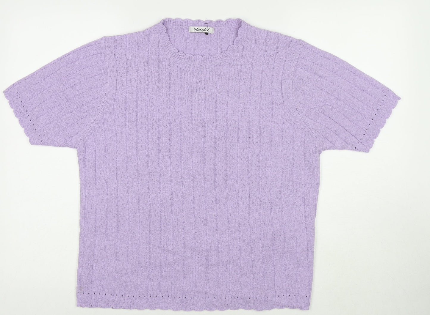 Berkertex Womens Purple Acrylic Basic Polo Size 14 Round Neck - Size 14-16