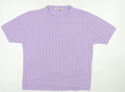 Berkertex Womens Purple Acrylic Basic Polo Size 14 Round Neck - Size 14-16