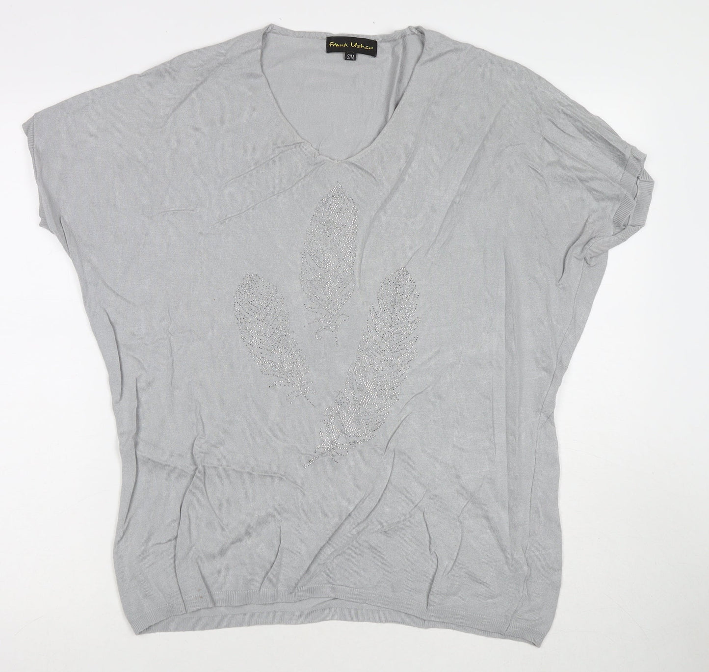 Womens UK Size S Frank Usher Grey Tunic T-Shirt