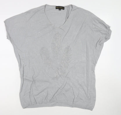 Womens UK Size S Frank Usher Grey Tunic T-Shirt