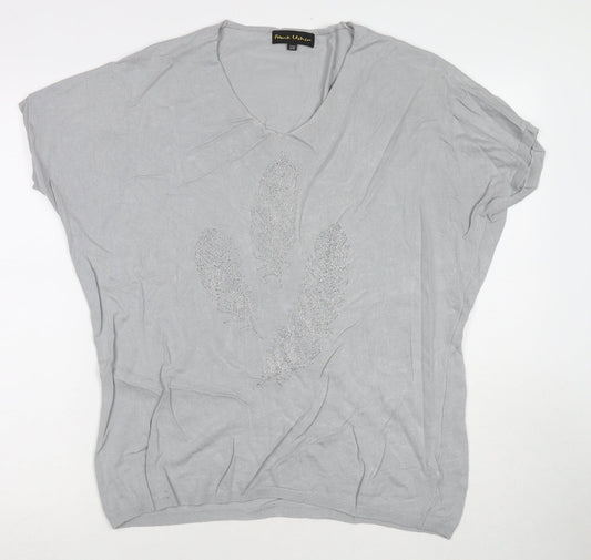 Womens UK Size S Frank Usher Grey Tunic T-Shirt