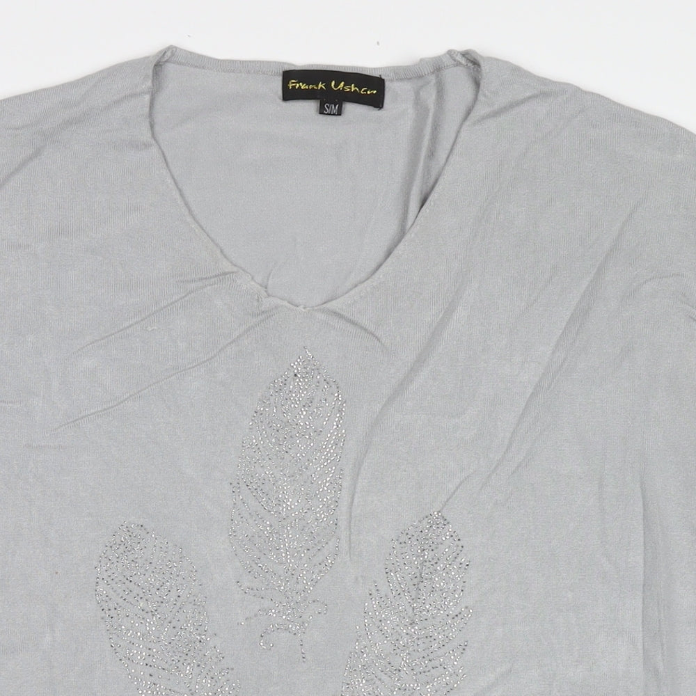 Womens UK Size S Frank Usher Grey Tunic T-Shirt