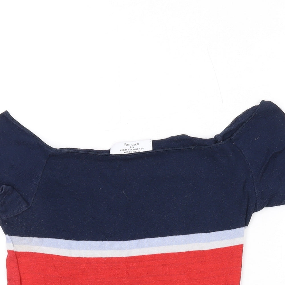 Womens UK Size M Bershka Black Basic T-Shirt