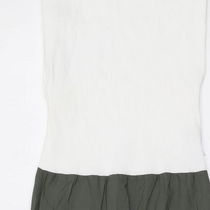 Zara Womens Green Cotton A-Line Size S Round Neck Pullover