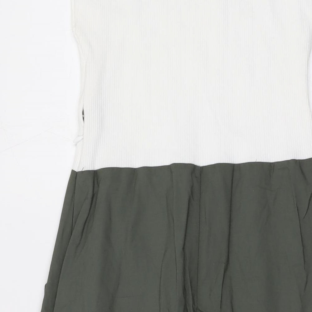 Zara Womens Green Cotton A-Line Size S Round Neck Pullover