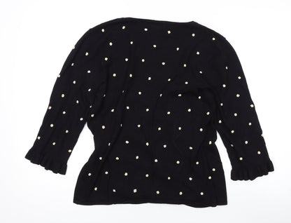 Womens UK Size 12 Kaliko Black Wrap Jumper