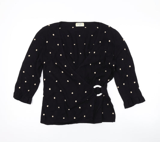 Womens UK Size 12 Kaliko Black Wrap Jumper
