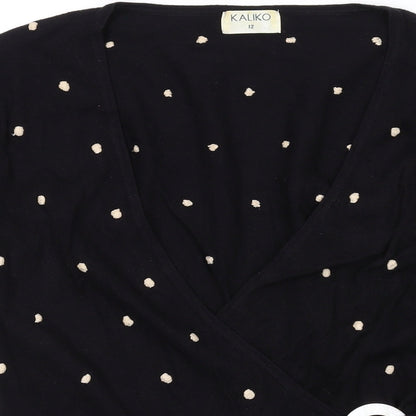 Womens UK Size 12 Kaliko Black Wrap Jumper